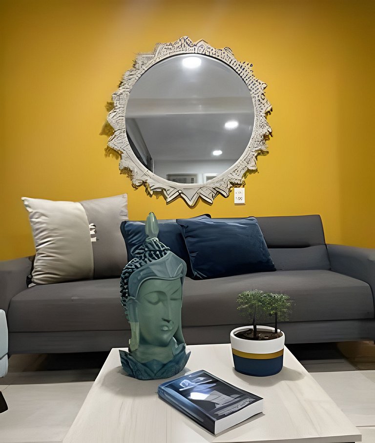 Apartamento con aire, hamaca, piscina y gym