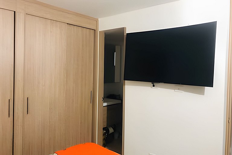 Apartamento con aire, hamaca, piscina y gym