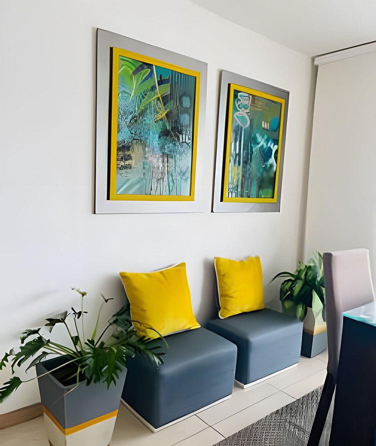 Apartamento con aire, hamaca, piscina y gym